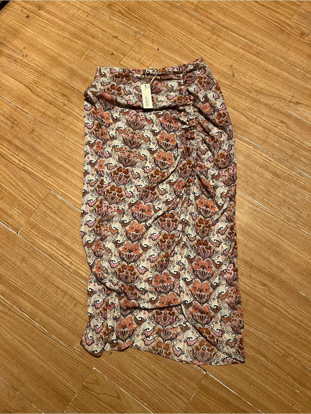 Paisley Maxi Skirt in Cream, Rust and Pink
